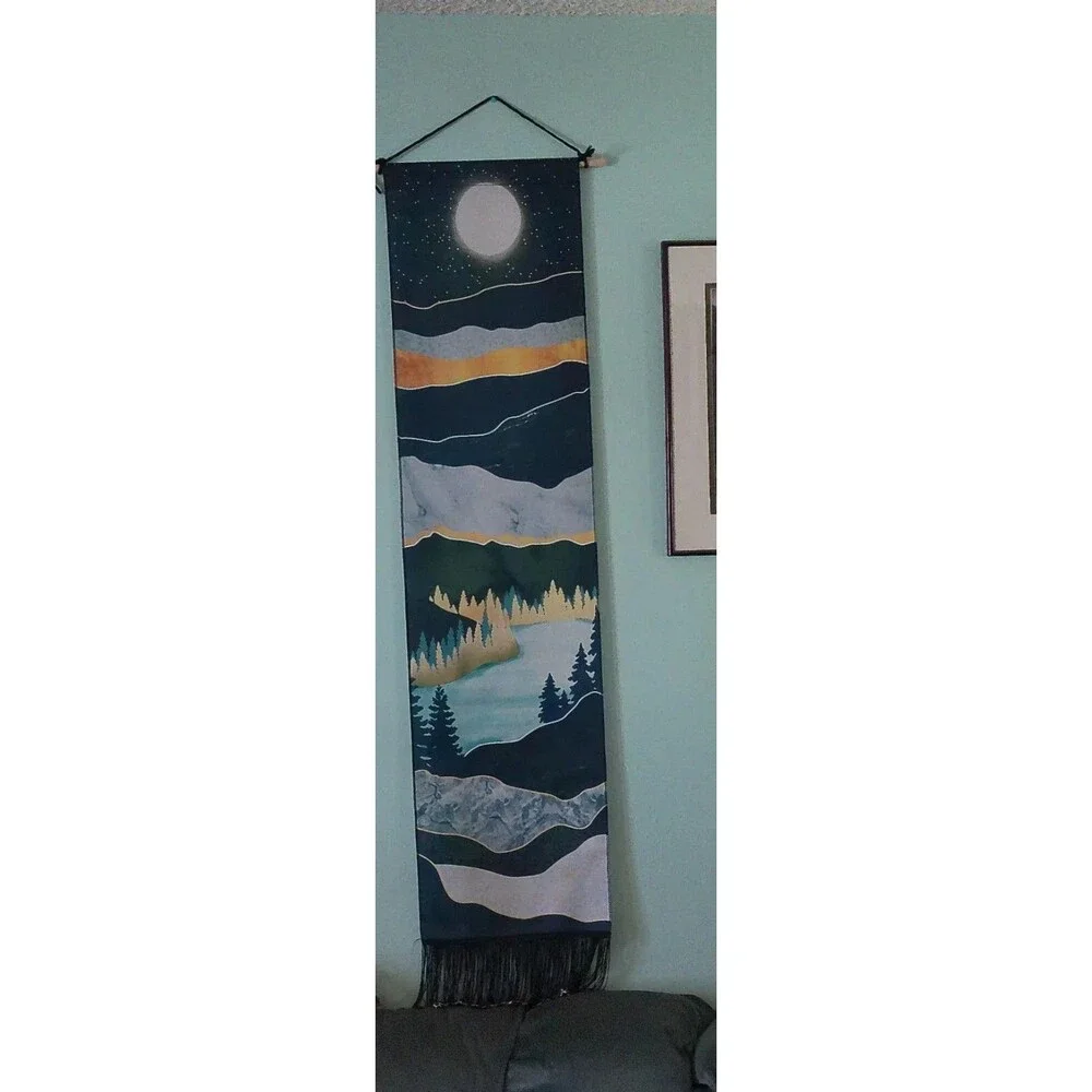 4 Art Print Wall Hanging Scroll Landscape Scenery Tapestry Boho Lot
